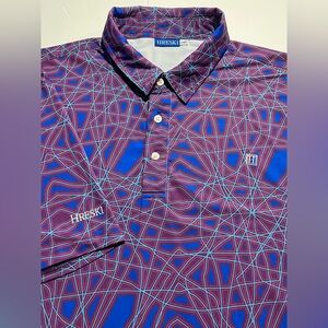 Hreski Mens 2XL Golf Polo Shirt Abstract Psychedelic Swirl Art Retro Purple
